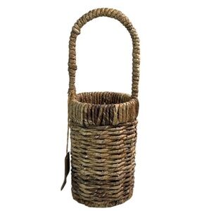 Handcrafted Woven Bottle or French Baguette Basket Natural Brown